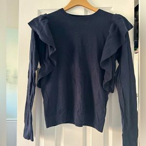 Navy Blue Ruffle Sweater